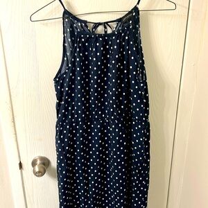 Banana Republic Long Navy Blue Polka Dot Summer Dress